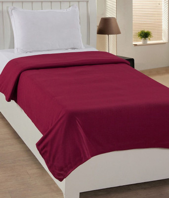 komfey Solid Single Fleece Blanket for  Mild Winter(Microfiber, Maroon)