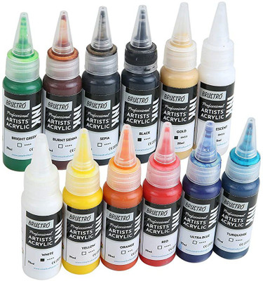 BRuSTRO Professional Artists' Acrylic Ink Set of 12 x 20ml(Set of 12, Multicolor)