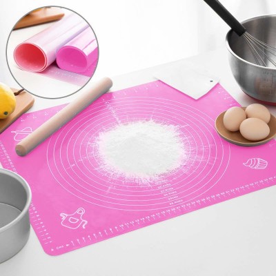 Drosselz Silicone Baking Mat Baking Mat Rolling Beige Kneading Dough Mat Kitchen Tool Set, Kitchen Roti Chapati Cake Cooking Dough Kneading Food-Grade Silicone Baking Mat, Rolling Mat Silicone Baking Mat Sheet Chapati Mat Atta Kneading Mat 50 x 40 cm, Pack Of 1 Rolling Pin & Board(Multicolor, Pack o