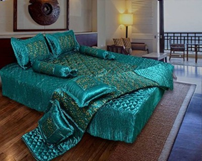 ManavRachit Satin King Sized Bedding Set(Rama Green)