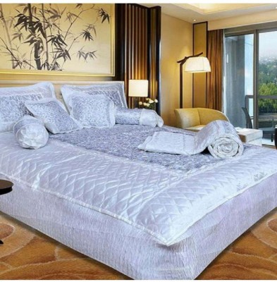 ManavRachit Satin King Sized Bedding Set(White)