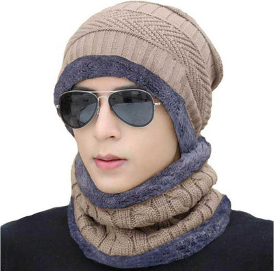 Atabz Self Design Beanie Cap
