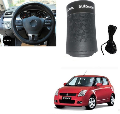 Autocom Hand Stiched Steering Cover For Maruti Swift(Black, Leatherite)