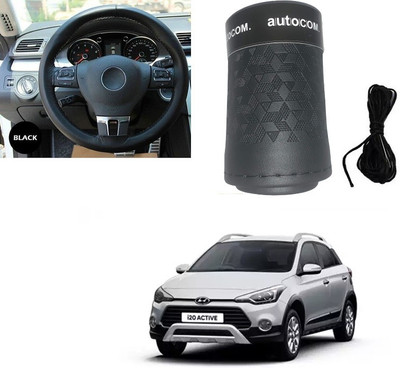 Autocom Hand Stiched Steering Cover For Hyundai i20(Black, Leatherite)