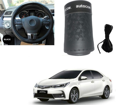 Autocom Hand Stiched Steering Cover For Toyota Corolla Altis(Black, Leatherite)