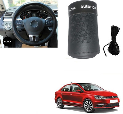 ARNEJA Hand Stiched Steering Cover For Volkswagen Vento(Black, Leatherite)