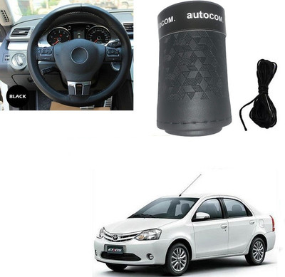 Autocom Hand Stiched Steering Cover For Toyota Etios(Black, Leatherite)