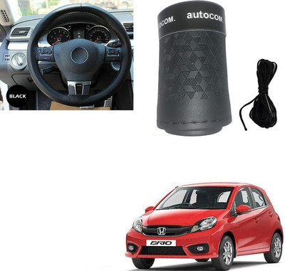 Autocom Hand Stiched Steering Cover For Honda Brio(Black, Leatherite)