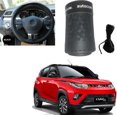 Autocom Hand Stiched Steering Cover For Mahindra KUV 100(Black, Leatherite)