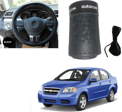 ARNEJA Hand Stiched Steering Cover For Chevrolet Aveo(Black, Leatherite)