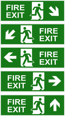 Clear Design Clear Design Fire Exit Sign Board (1 Set 5 pcs) PVC Sheet + Eco Vinyl Print with Laminated (12 Inch X 4 Inch) use for Apartment -Office - School- Restaurant- etc Emergency Sign Clear Design Clear Design Fire Exit Sign Board (1 Set 5 pcs) PVC Sheet + Eco Vinyl Print with Laminated (12 Inch X 4 Inch) use for Apartment -Office - School- Restaurant- etc Emergency Sign