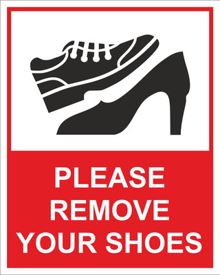Clear Design Clear Design Please Remove Your Shoes Sign Board 10”x 8” inch 4mm PVC + High Quality Eco Print and matt Laminated Emergency Sign Clear Design Clear Design Please Remove Your Shoes Sign Board 10”x 8” inch 4mm PVC + High Quality Eco Print and matt Laminated Emergency Sign