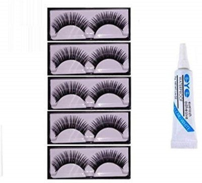 JOTKAPARKASH Eyelashes Pack of 5 Pair With Eyelash Adhesive Glue(Pack of 5)