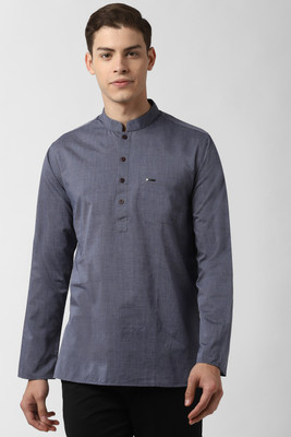 PETER ENGLAND Men Solid Straight Kurta(Blue)