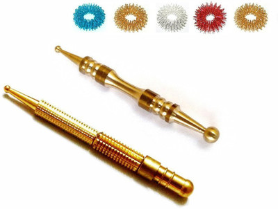 Acupunx Sujok Acupressure Jimmy( 2 Pc) + 5 Pc Sujok Ring+ 2 Pc Thumb Pad Massager(Multicolor)