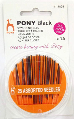 Pony Black Sewing Needles 25 Assorted Needles Hand Sewing Needle(Universal Needle NA Pack of 25)