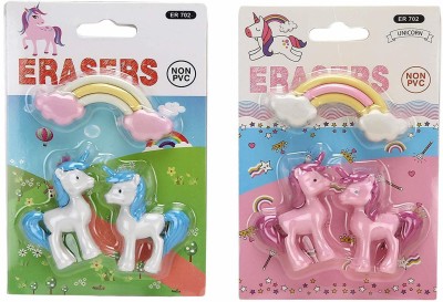 Spocco ™Eraser Character Eraser Unicorn Eraser Set/Return Gift for Girls Non-Toxic Eraser(Set of 2, Multicolor)