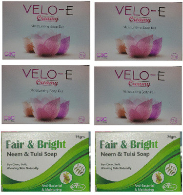 Curetech Skincare VELO-E SOAP 4+2 FAIR & BRIGHT SOAP NEEM TULSI SOAP(6 x 75 g)