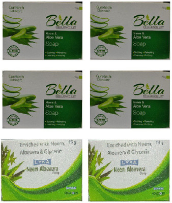 Curetech Skincare Bella Neem & Aloevera Soap 4+2 Lyka Neem Soap(6 x 12.5 g)