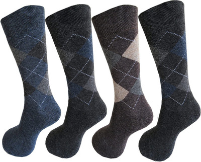 HF LUMEN Formal Terry Towel Thick Warm Woolen Winter Socks For Men Mid-Calf/Crew(Pack of 4)