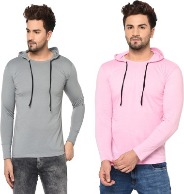 Jaskart Solid Men Hooded Neck Multicolor T-Shirt