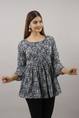 Jaypore Clothings Hub Casual Printed Women Blue Top