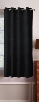 Styletex 151 cm (5 ft) Polyester Semi Transparent Window Curtain Single Curtain(Solid, Black)