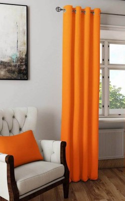 Styletex 270 cm (9 ft) Polyester Semi Transparent Long Door Curtain Single Curtain(Self Design, Orange)