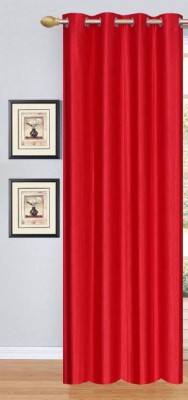 HHH FAB 270 cm (9 ft) Polyester Semi Transparent Long Door Curtain Single Curtain(Solid, Red)