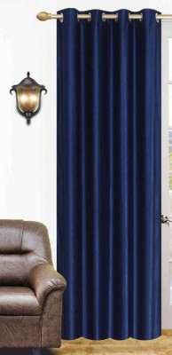 HHH FAB 270 cm (9 ft) Polyester Semi Transparent Long Door Curtain Single Curtain(Solid, Navy Blue)