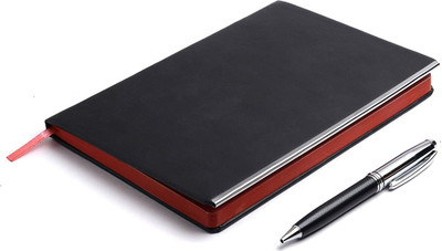 PAPERLLA Diary Black UNDATED Notebook- Elegant Faux Leather A5 to Do List Planner to Nourish Your Daily Appointment with Stylish Look and Pen. A5 Diary RULED 180 Pages(Black, Red) PAPERLLA Diary Black UNDATED Notebook- Elegant Faux Leather A5 to Do List Planner to Nourish Your Daily Appointment with Stylish Look and Pen. A5 Diary RULED 180 Pages(Black, Red)