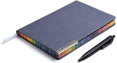 PAPERLLA Charcoal Grey UNDATED Notebook Diary - Unique A5 Pocket Stationery Travel Journal, Monthly, Yearly Planner, Corporate Gifts for Men and Women with Pen and Elastic Lock and pen. A5 Diary RULED 180 Pages(Grey)