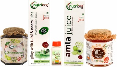 Nutriorg Immunity Enhancer Kit Combo(High Altitude Honey 250g, Vedic Chyawanprash 250g, Amla Juice 300 ml, Giloy Neem Tulsi 300 ml, Ayush Kwath Kaadha 150g)