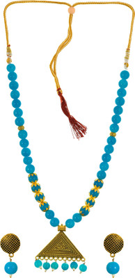 SUBHARPIT Alloy Gold-plated Blue, Beige Jewellery Set(Pack of 1)