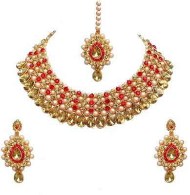FARID ENTERPRISES Alloy Silver Red Jewellery Set(Pack of 1)