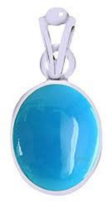 KUNDLI GEMS Firoza stone Pendant Natural stone turquose stone Unheated untreated stone certified and Astrological Purpose for unisex Silver Turquoise Stone Pendant