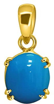 RATAN BAZAAR Firoza pendant Natural stone firoza Semi Precious Original stone Certified Ans Astrological Purpose for unisex Gold-plated Turquoise Stone Pendant