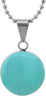 RATAN BAZAAR Firoza stone Pendant Natural stone turquose stone Unheated untreated stone certified and Astrological Purpose for unisex Silver Turquoise Stone Pendant