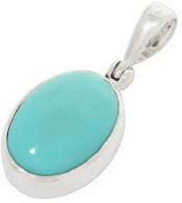 RATAN BAZAAR Firoza stone Pendant Natural stone turquose stone Unheated untreated stone certified and Astrological Purpose for unisex Silver Turquoise Stone Pendant