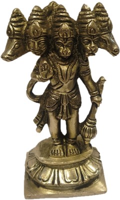 JMG Pure Brass Panch Mukhi Hanuman Murti | Panchmukhi Bajrangbali Idol | Best Suitable for Home & Diwali Gift Decorative Showpiece  -  10 cm(Brass, Gold)