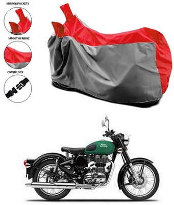 ANTHUB Waterproof Two Wheeler Cover for Royal Enfield(Classic 350, Red, Grey)