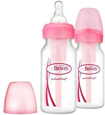 Dr. Brown's Natural Flow Options Standard Neck Baby Bottle (120 Ml, Pack of 2, Pink) - 120 ml(Pink)
