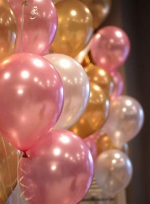PartyDecoration Solid Pink Golden White Metallic Latex Balloons Pack-51Pcs for Kids Girls Women Birthday,Baby Shower,Princess, Unicorn, First,2nd Years Decorations Ballons Supplies Combo Kit Exclusive Packet Balloon(Gold, White, Pink, Pack of 51)