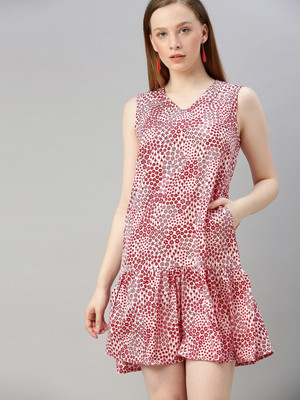 Sera Women Drop Waist Red Above Knee/Mid Thigh Length Dress