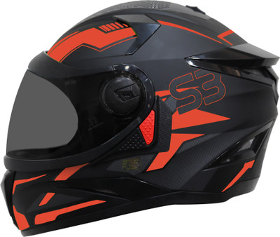 Steelbird SBH-17 Terminator Full Face Graphic Helmet in Fluo Matt Black Red with Smoke Visor Motorbike Helmet(Matt Black Fluo Red...