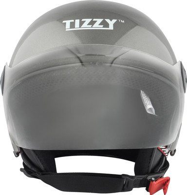 TIZZY Half Face ISI Marked Hight Material with Unbreakable Visor Motorbike Helmet(Grey)