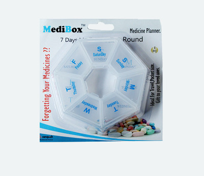 MediBox 7 Day Portable, Moisture Proof Medicine Case Pill Organizer Box with Snap lids To Take Medicines on Time. Ideal for Traveling and Gifting to Elders Pack of 1 Pill Box(White)