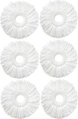 AMAZEE Replacement Mop Head Refill for 360° Spin Magic Mop-Microfiber Replacement Mop Head-Round Shape Standard Size (White-Pack of -6) Refill(White)