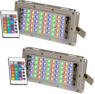 Enormity RGB LED Flood Light Multi Color with Remote Waterproof IP66 LED Flood Light (50 Watt) (Pack of 2) Flood Light Outdoor Lamp(Multicolor)
