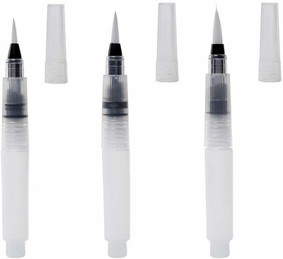 Blue jay Water Brush Pen for Watercolor Calligraphy Drawing Tool Marker (Set of 3)(Set of 3, White)